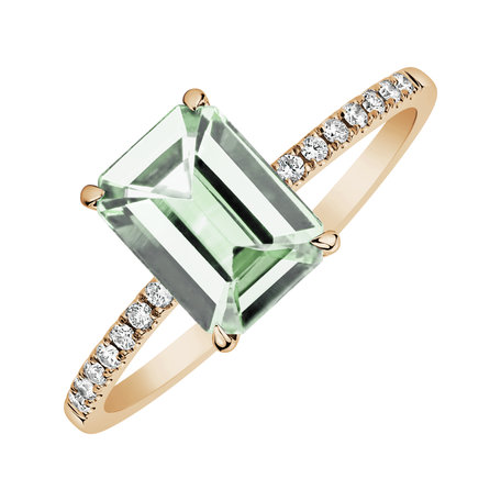 Diamond ring with Amethyst Green Perfect Promise