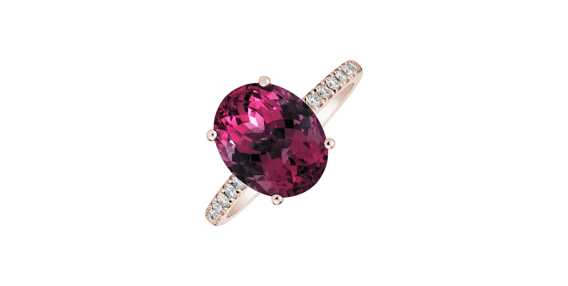 Diamond ring with Rhodolite Luxury Embrace