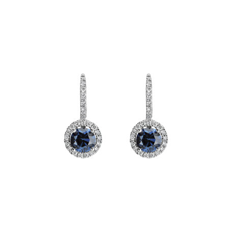 Earrings with blue diamonds and white diamonds Blue Tears