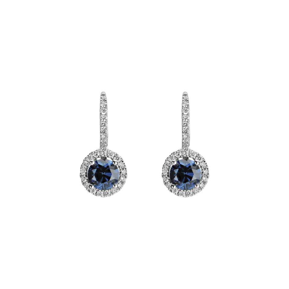 Earrings with blue diamonds and white diamonds Blue Tears