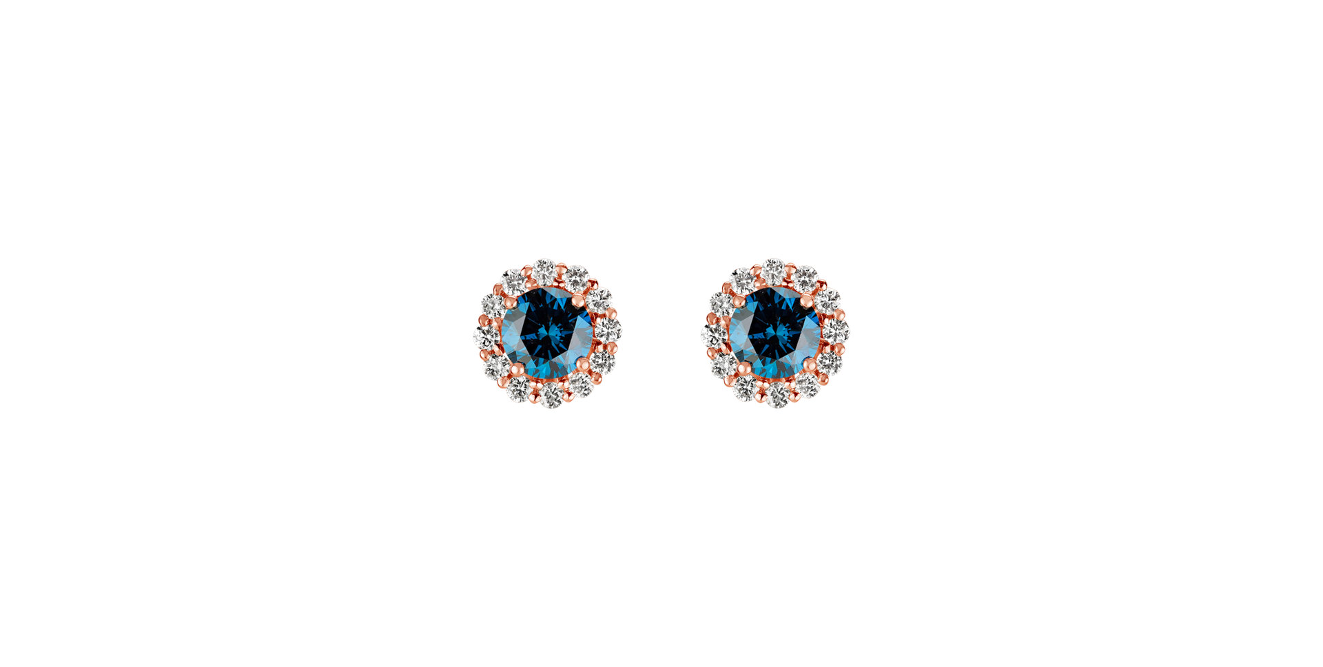 Earrings with blue diamonds and white diamonds Bloom Spark
