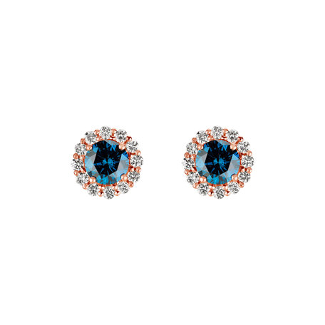 Earrings with blue diamonds and white diamonds Bloom Spark