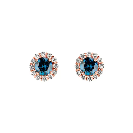 Earrings with blue diamonds and white diamonds Bloom Spark