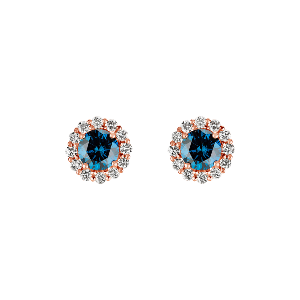 Earrings with blue diamonds and white diamonds Bloom Spark