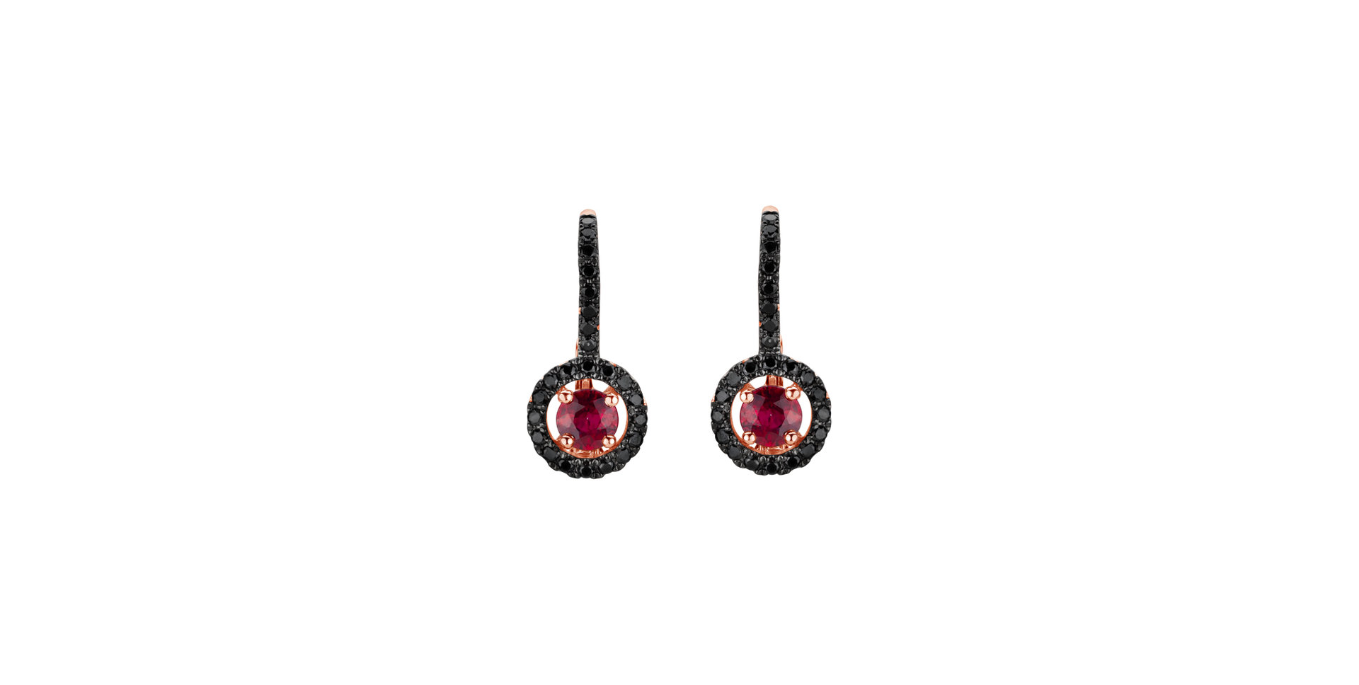 Earrings with black diamonds and Ruby Infinite Splendour