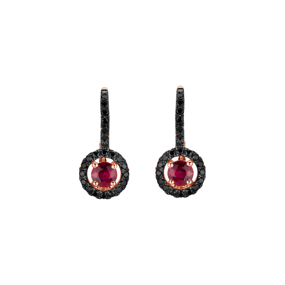 Earrings with black diamonds and Ruby Infinite Splendour