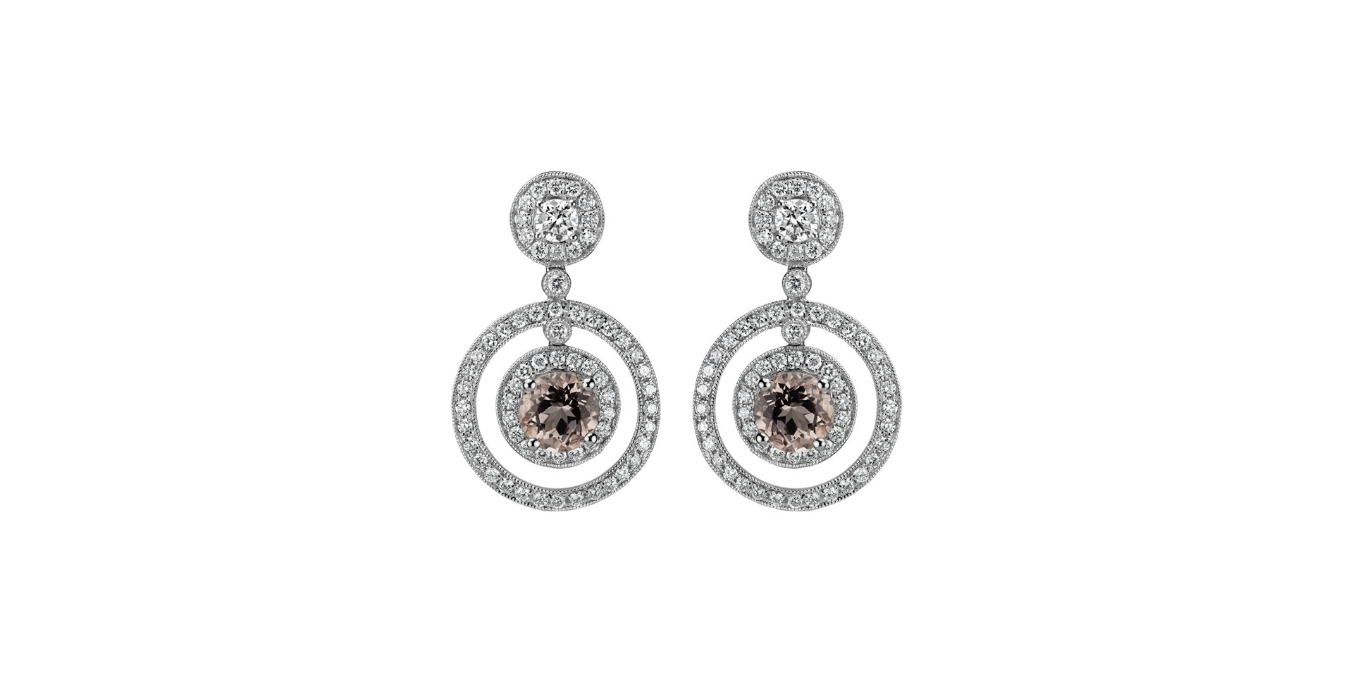 Diamond earrings with Morganite Barbarosa