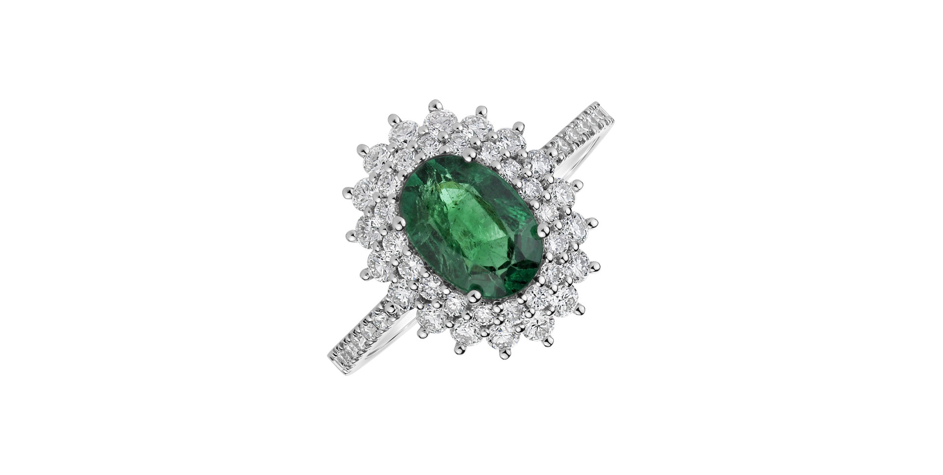 Diamond ring with Emerald Majesty