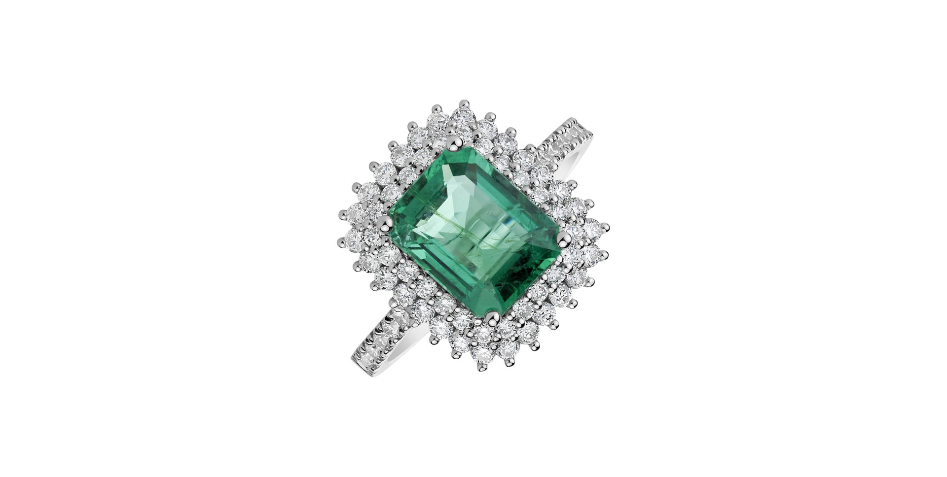 Diamond ring with Emerald Euphoric Care