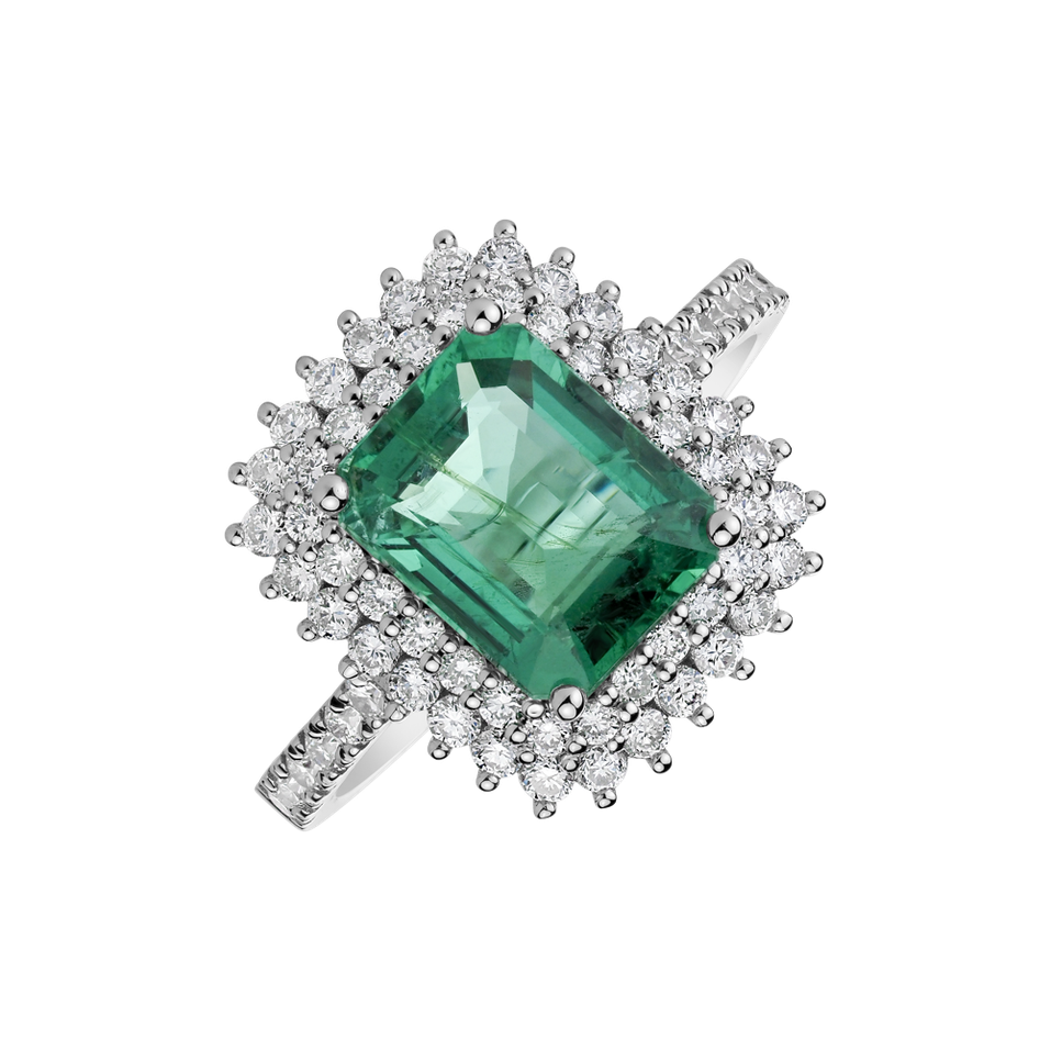 Diamond ring with Emerald Euphoric Care