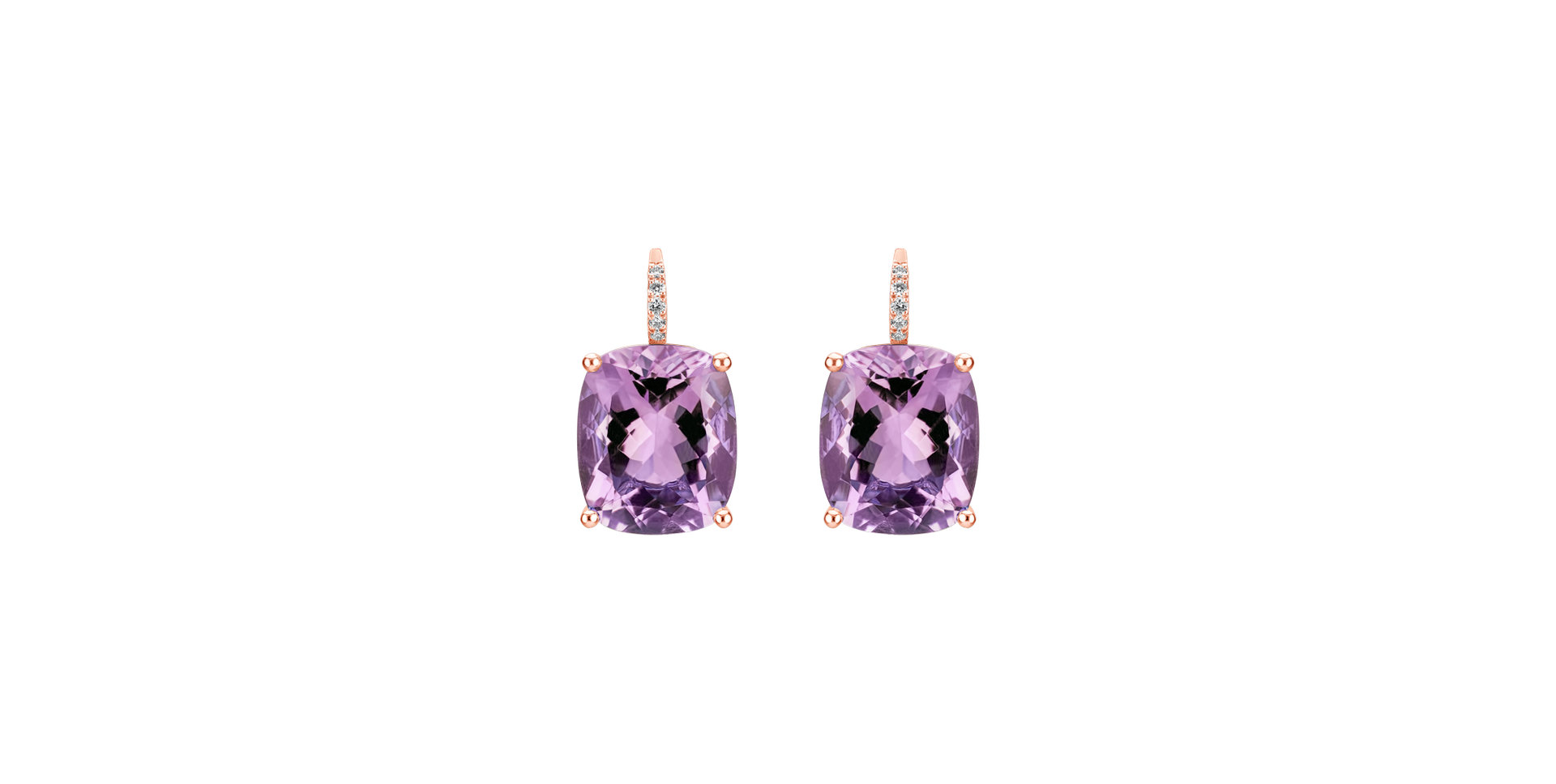 Diamond earrings with Amethyst Apollo