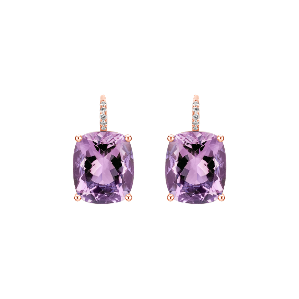 Diamond earrings with Amethyst Apollo