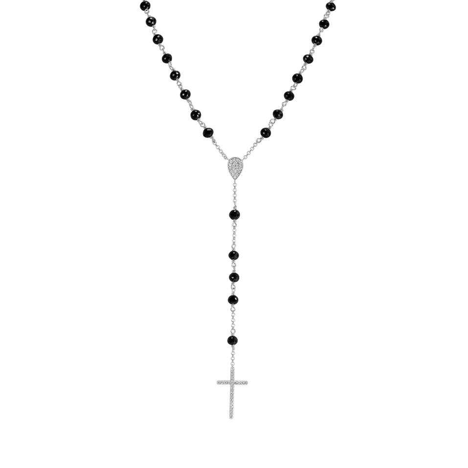 Necklace with black diamonds Elegant Cross
