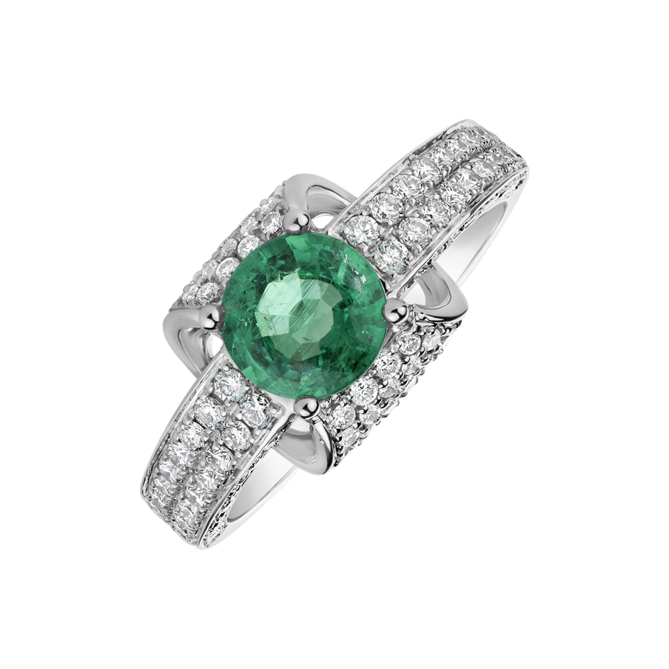 Diamond ring with Emerald Tiana