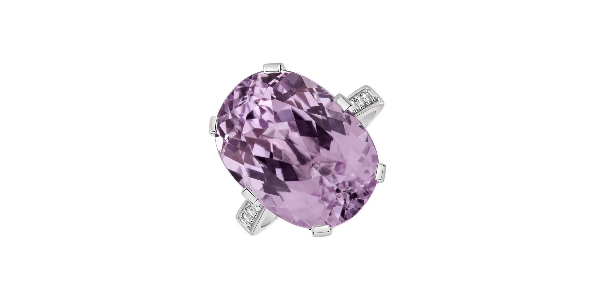 Diamond ring with Kunzite Fairytale Seraph