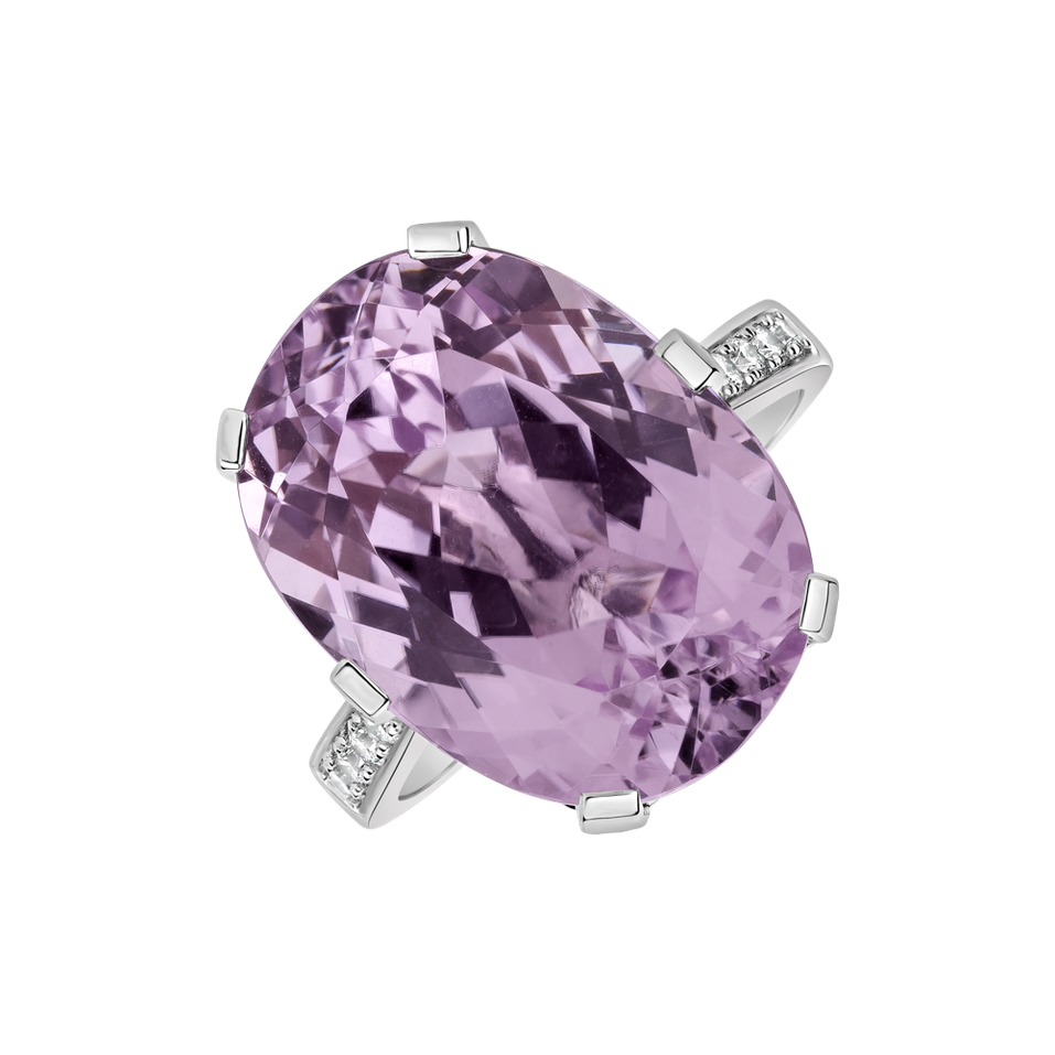 Diamond ring with Kunzite Fairytale Seraph