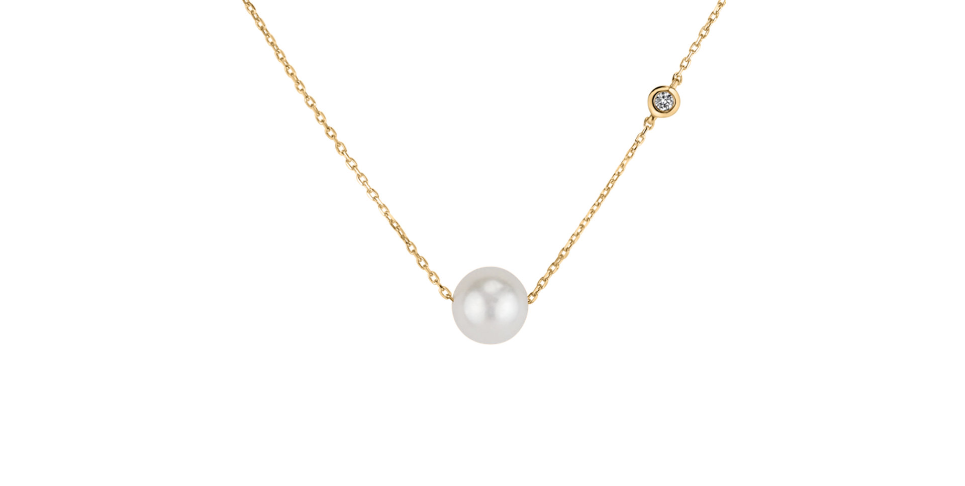 Diamond necklace with Fresh Water Pearl Lakeside Love