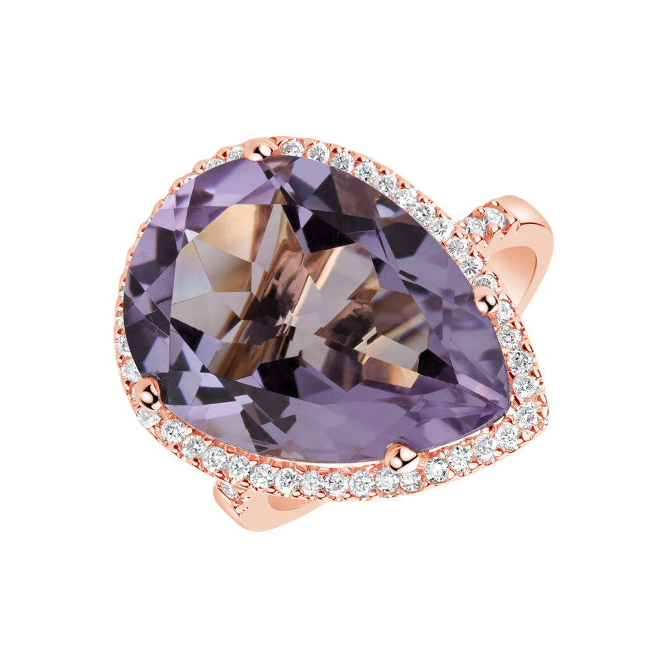Diamond rings with Amethyst Sweet Almond