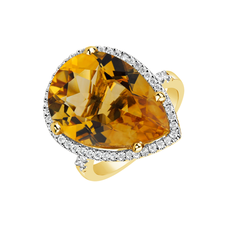 Ring with Citrine and diamonds Sweet Almond