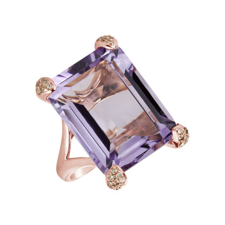 Ring with Amethyst and brown diamonds Kachelle