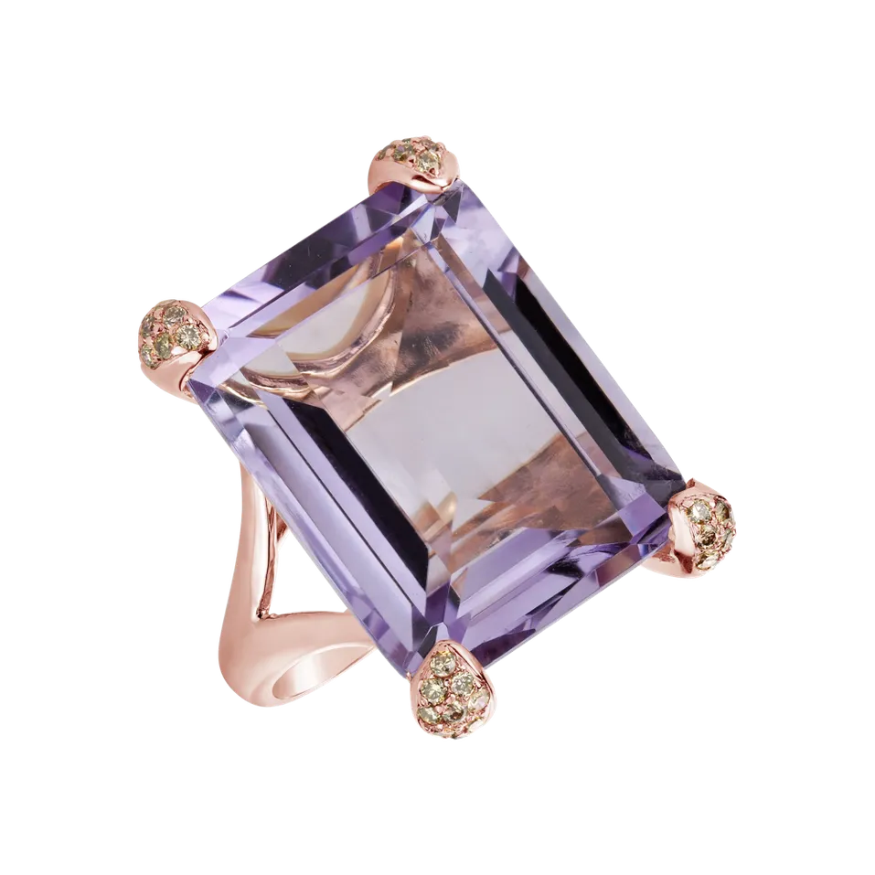 Ring with Amethyst and brown diamonds Kachelle