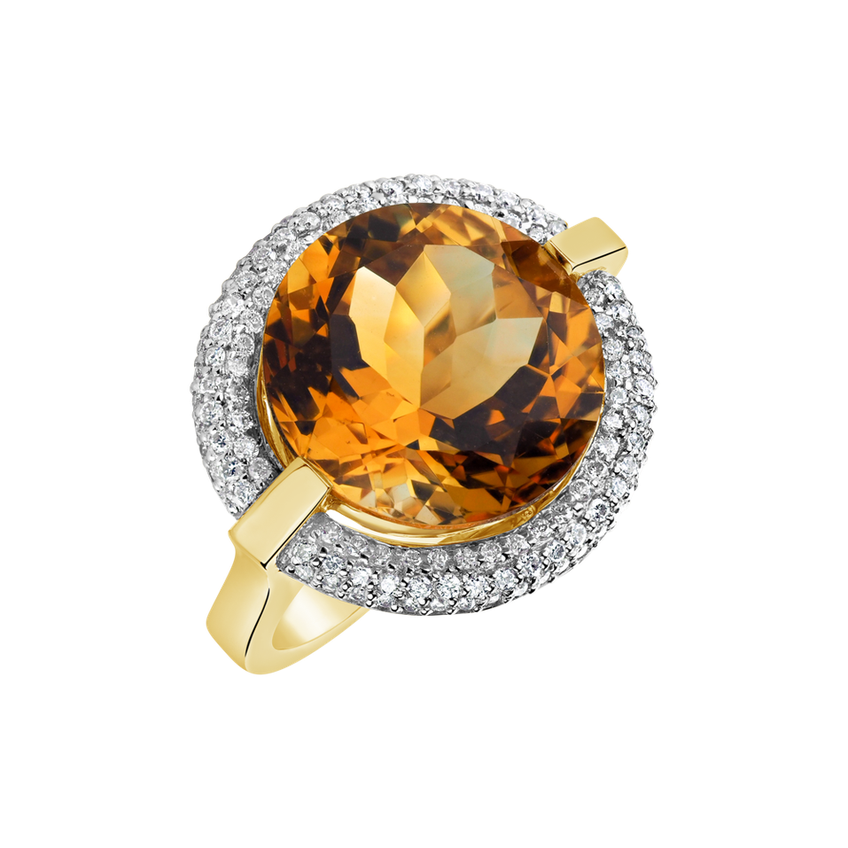 Ring with Citrine and diamonds Katarzyna