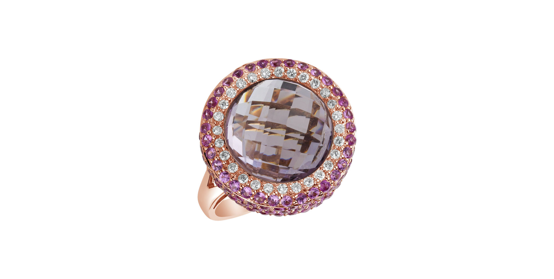 Diamond ring with Amethyst and Sapphire Fontanna