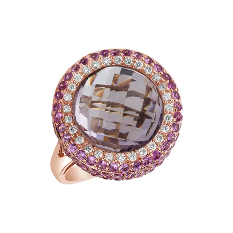 Diamond ring with Amethyst and Sapphire Fontanna