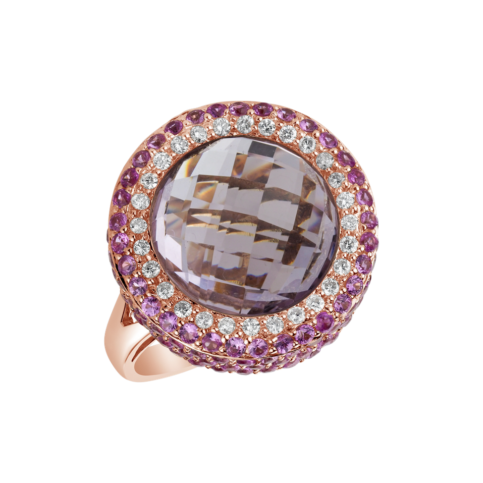 Diamond ring with Amethyst and Sapphire Fontanna