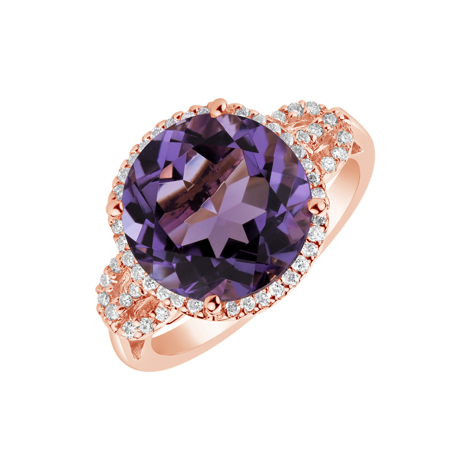 Diamond rings with Amethyst Ammeline