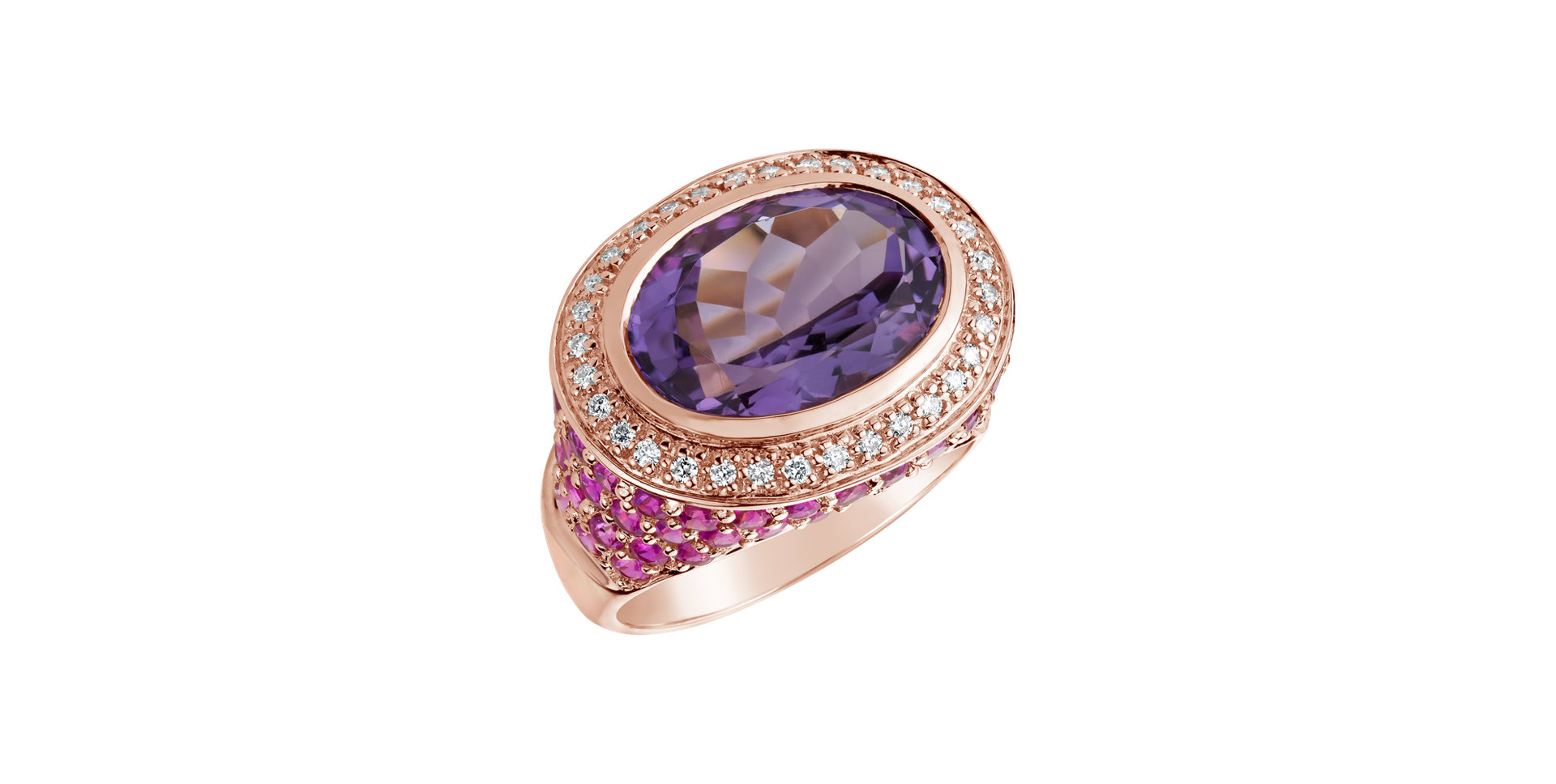Diamond ring with Amethyst and Ruby Agate