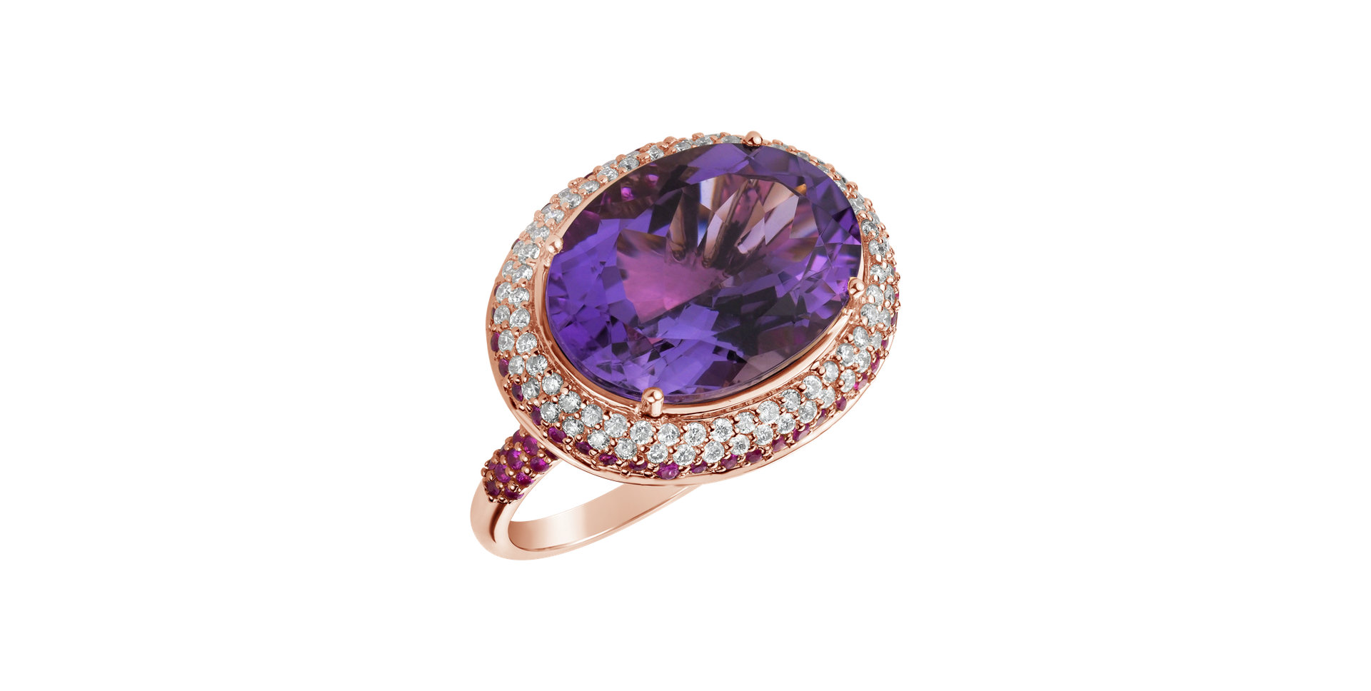 Diamond ring with Amethyst and Ruby Arlette
