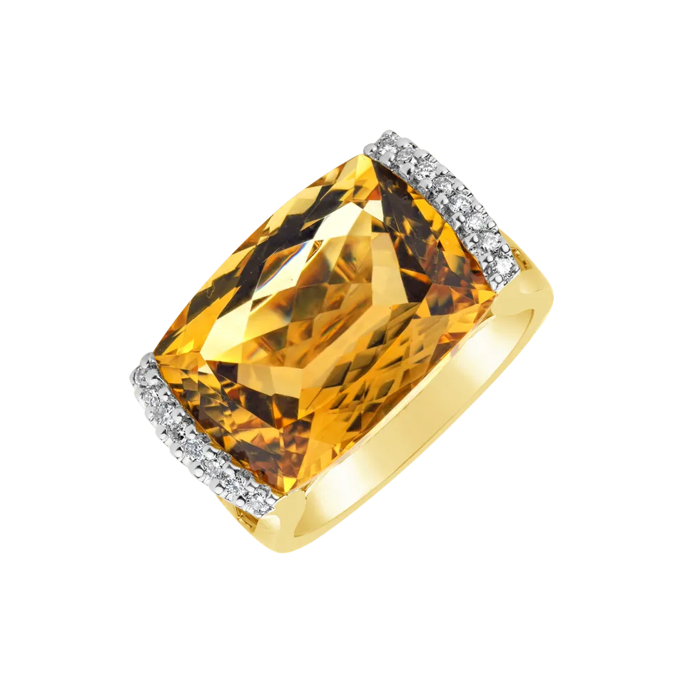 Ring with Citrine and diamonds Cleantha