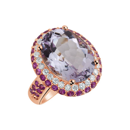 Diamond ring with Amethyst and Ruby Neelam