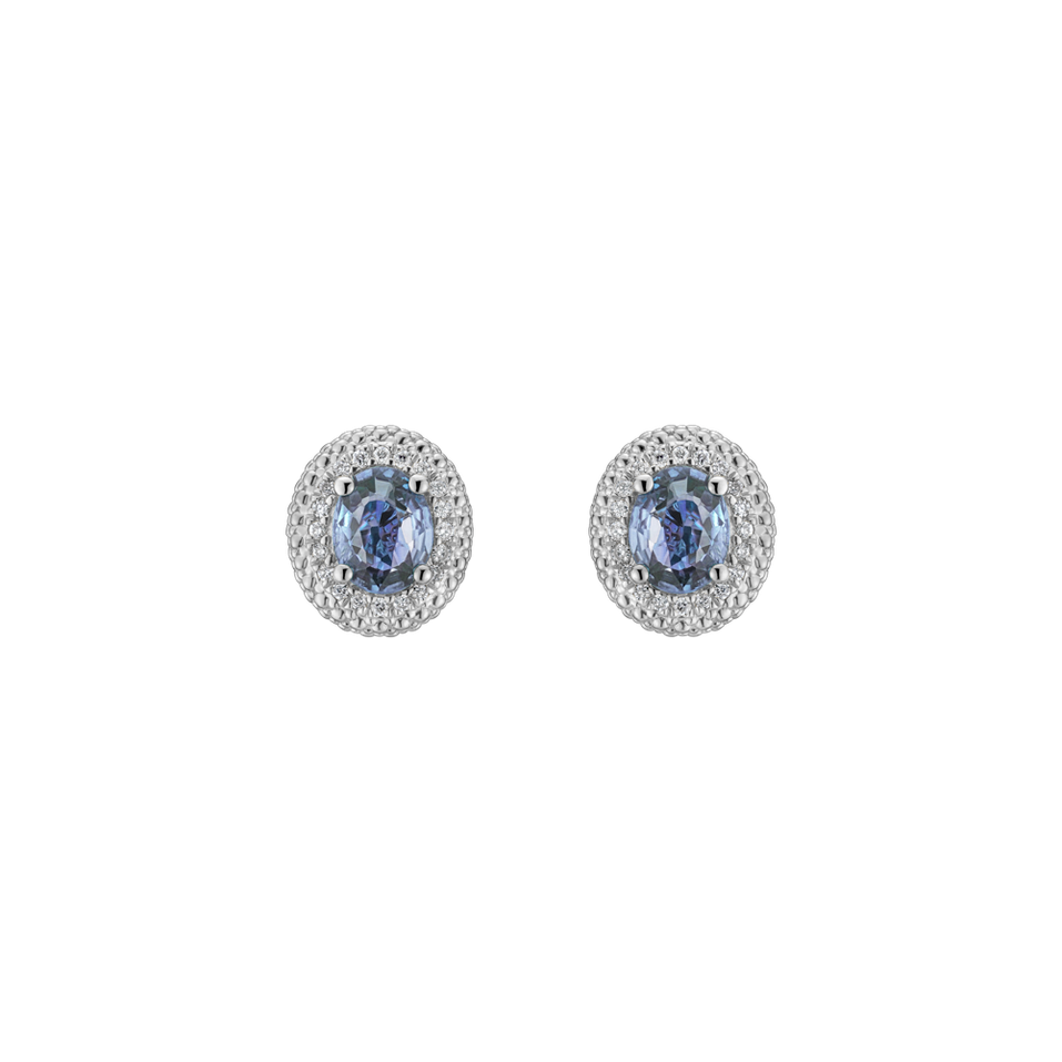 Diamond earrings with Sapphire Royal Sapphire