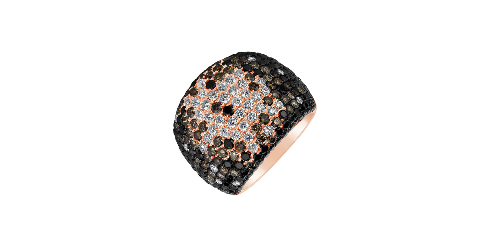 Ring with white, brown and black diamonds Hidden Chamber