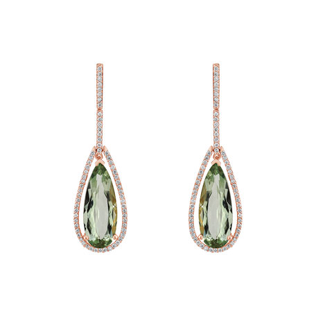 Diamond earrings with Amethyst Supporting Attraction
