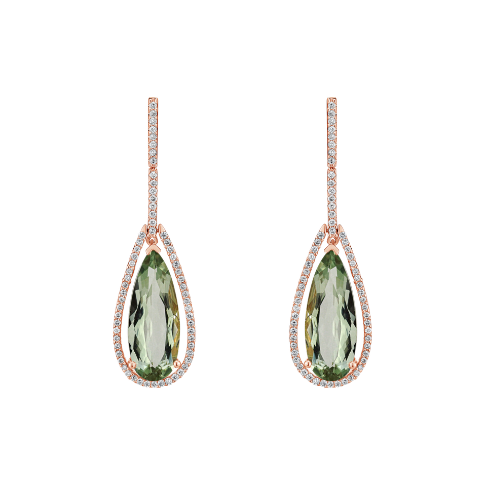 Diamond earrings with Amethyst Supporting Attraction