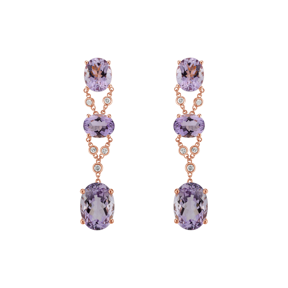 Diamond earrings with Amethyst High Resolution