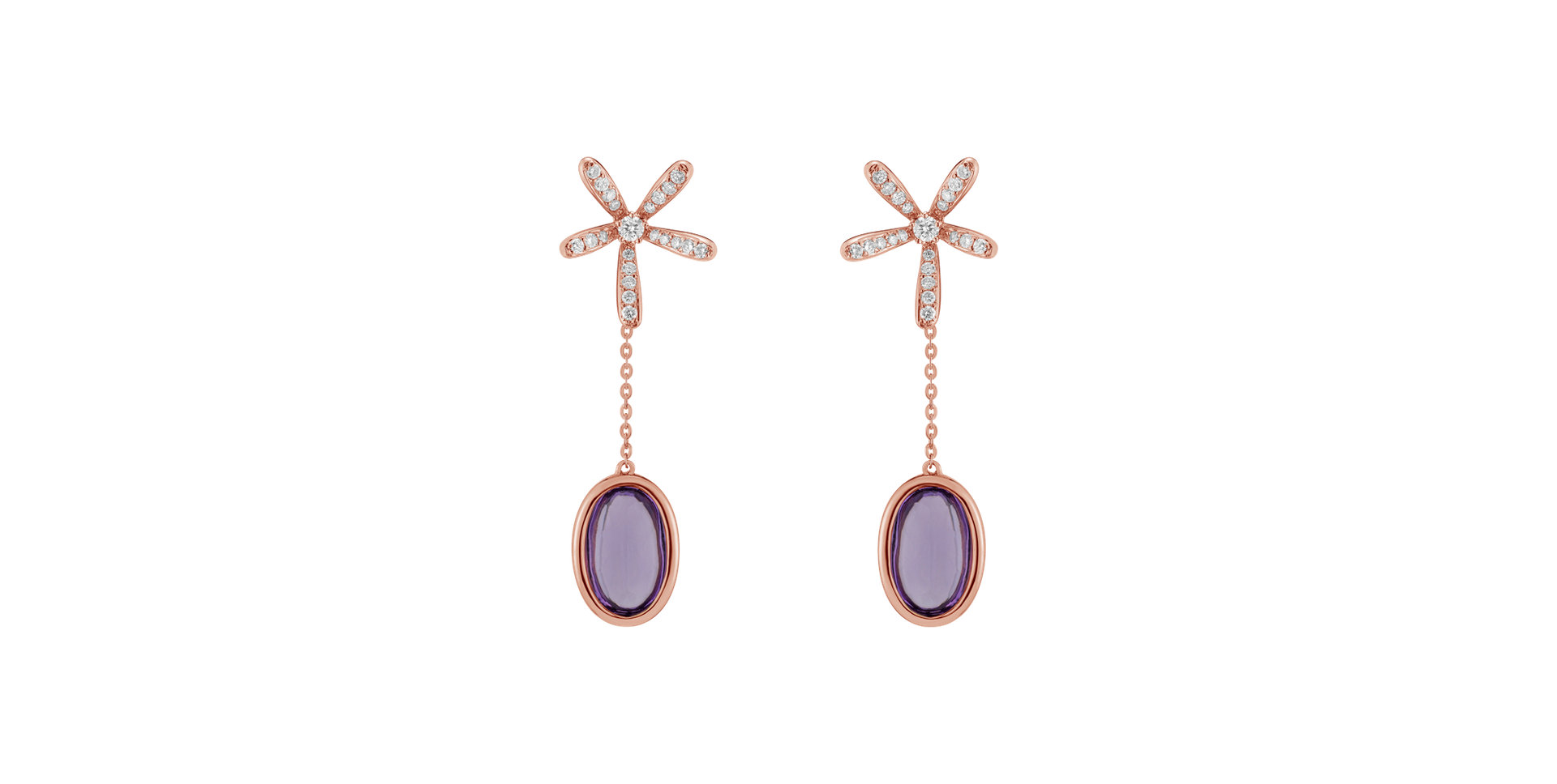 Diamond earrings with Amethyst Kornelios