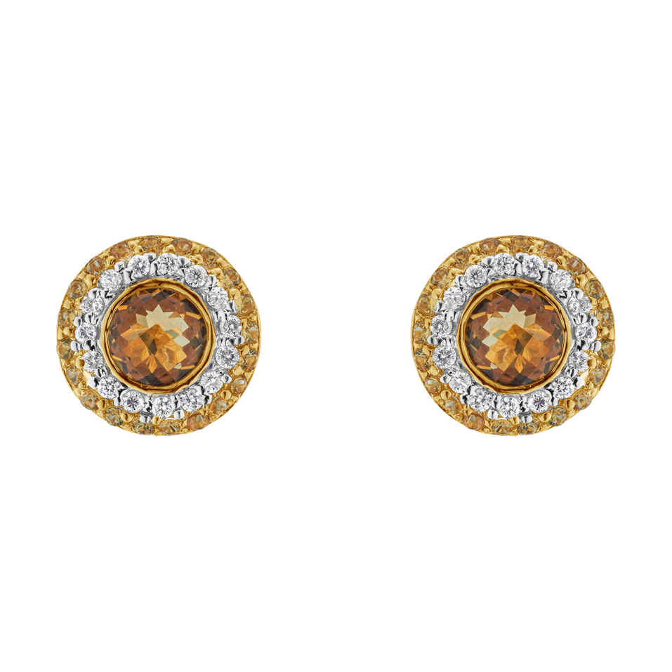 Diamond earrings with Citrine and Sapphire Promoral Campaign