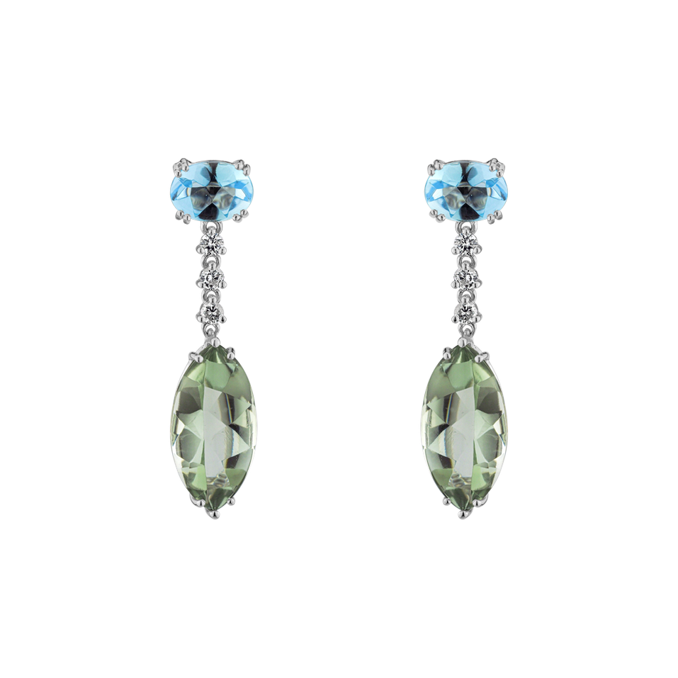 Diamond earrings, Amethyst and Topaz Twilight Harbour