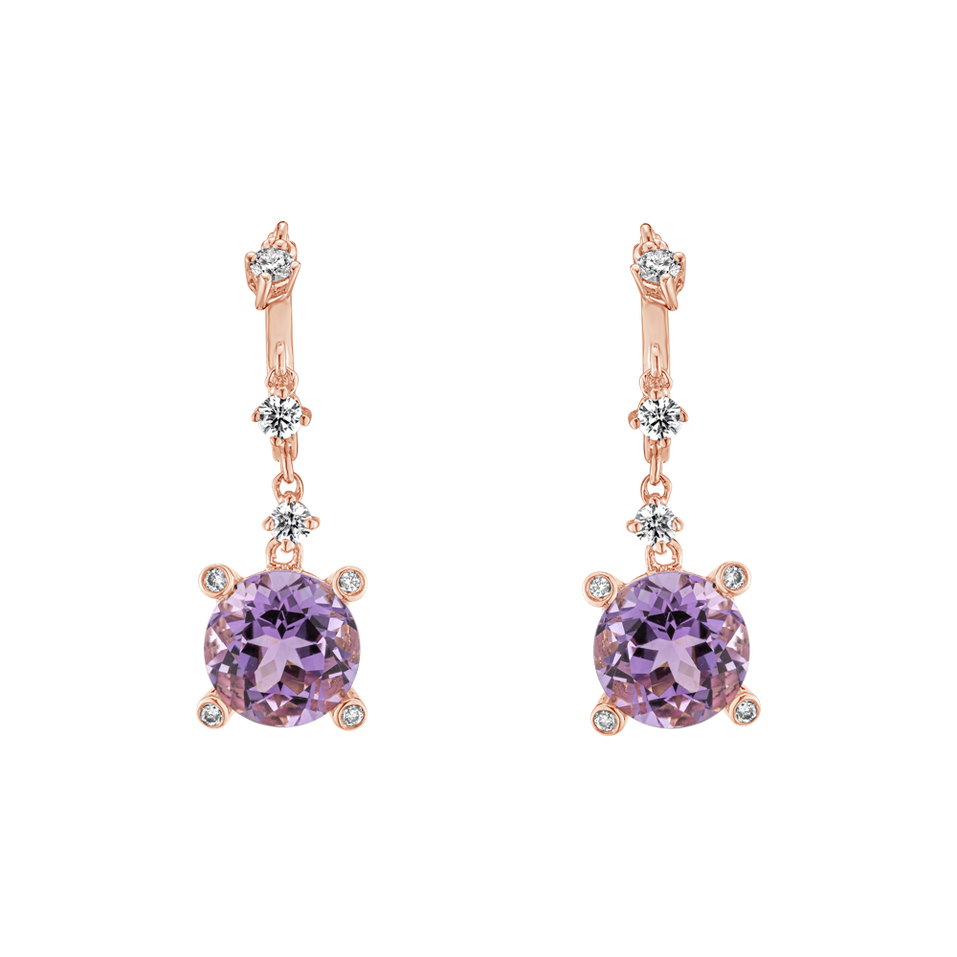 Diamond earrings with Amethyst Evgenia