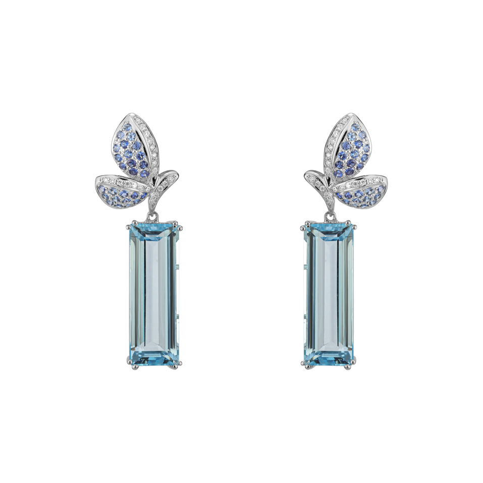 Diamond earrings with Topaz and Sapphire High Privilege