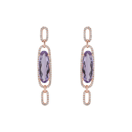 Diamond earrings with Amethyst Satisfying Winter