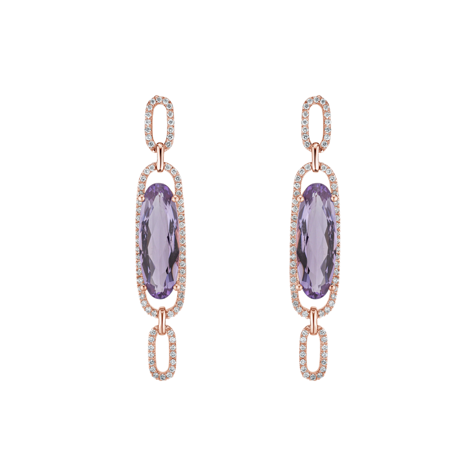 Diamond earrings with Amethyst Satisfying Winter