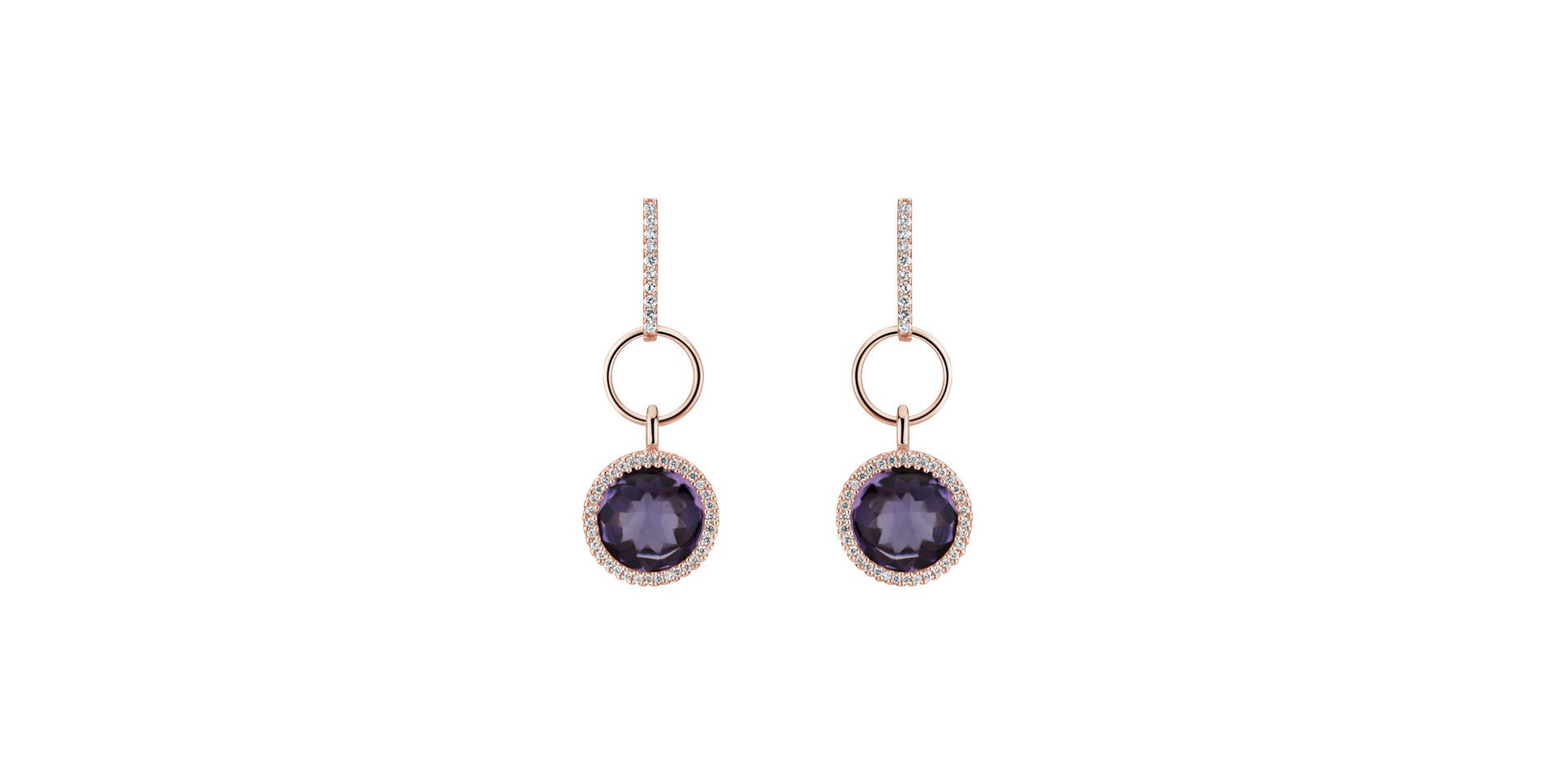 Diamond earrings with Amethyst Precious Light