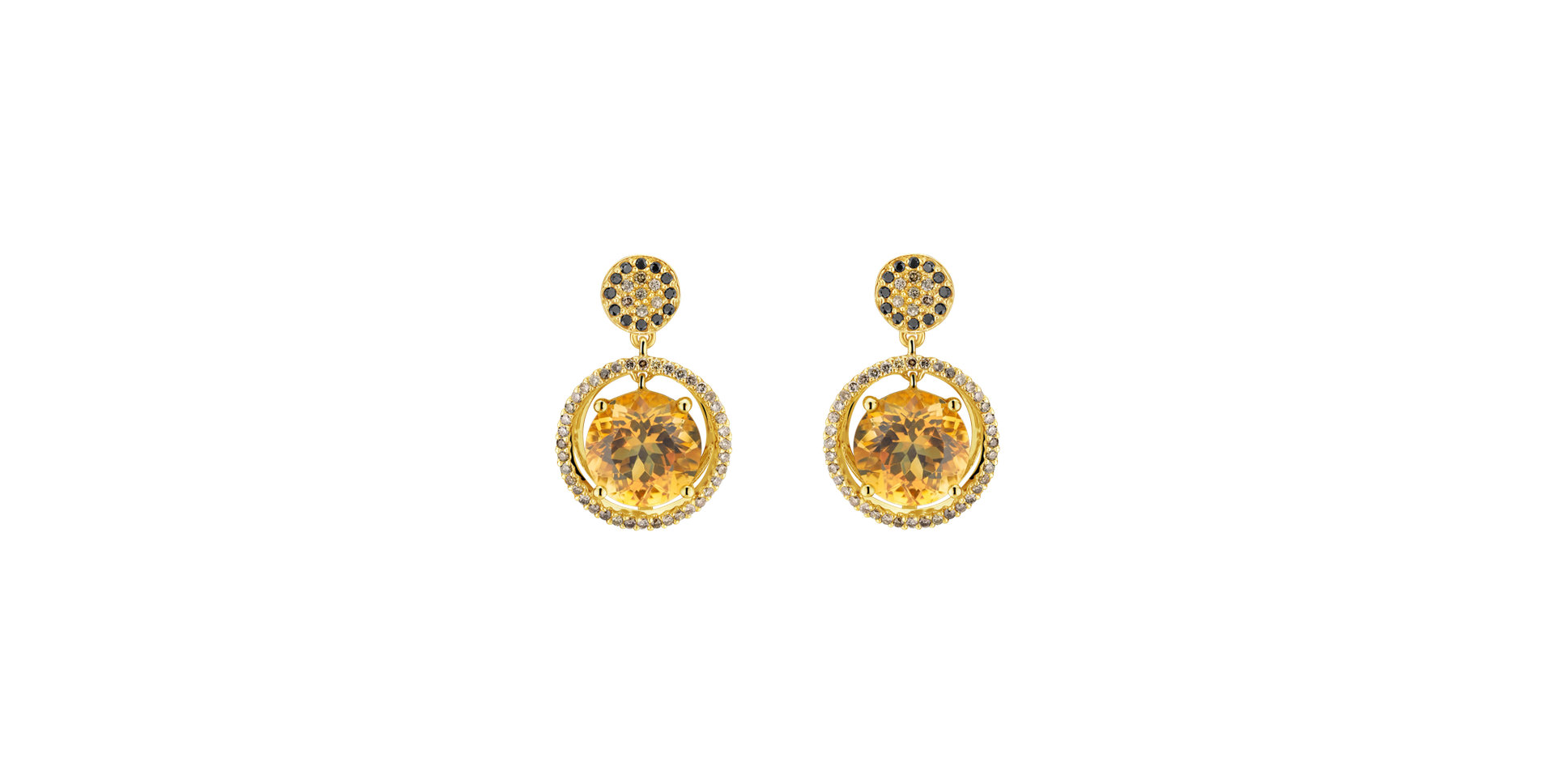 Earrings with brown and black diamonds and Citrine Bright Gismonda