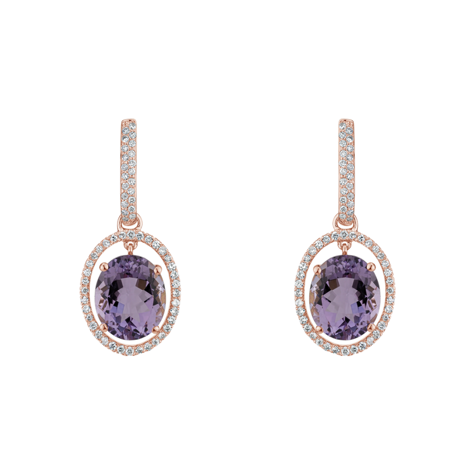 Diamond earrings with Amethyst Fabulous Appearance