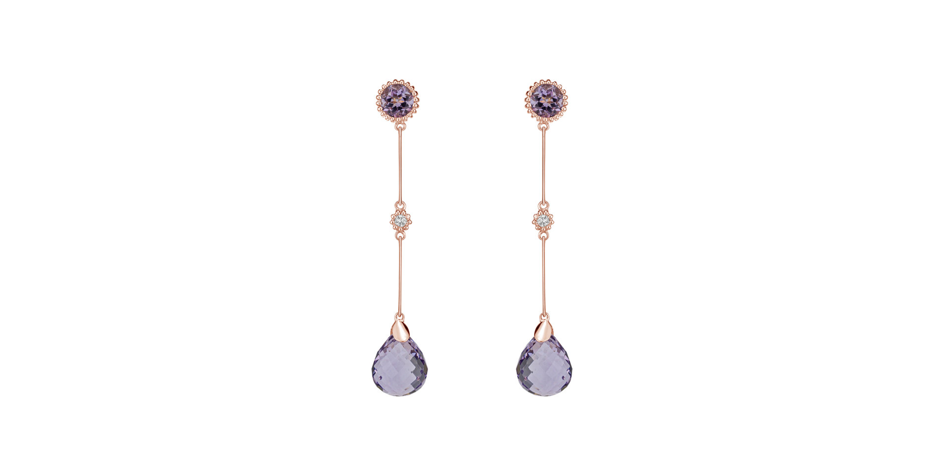 Diamond earrings with Amethyst Ophiuchus